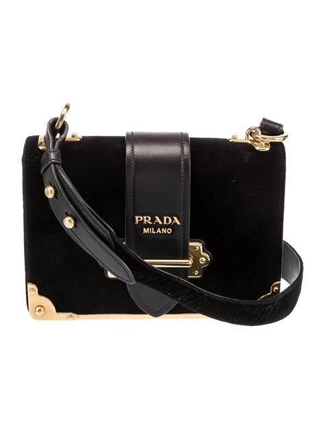 prada cahier velluto|Prada Velluto Ricamo Cahier Shoulder Bag Black .